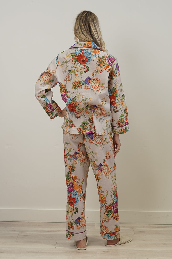 Camilla Bouquet White Long Pj Set