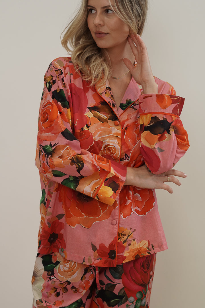 Tuscan Rose Pink Long Pj Set