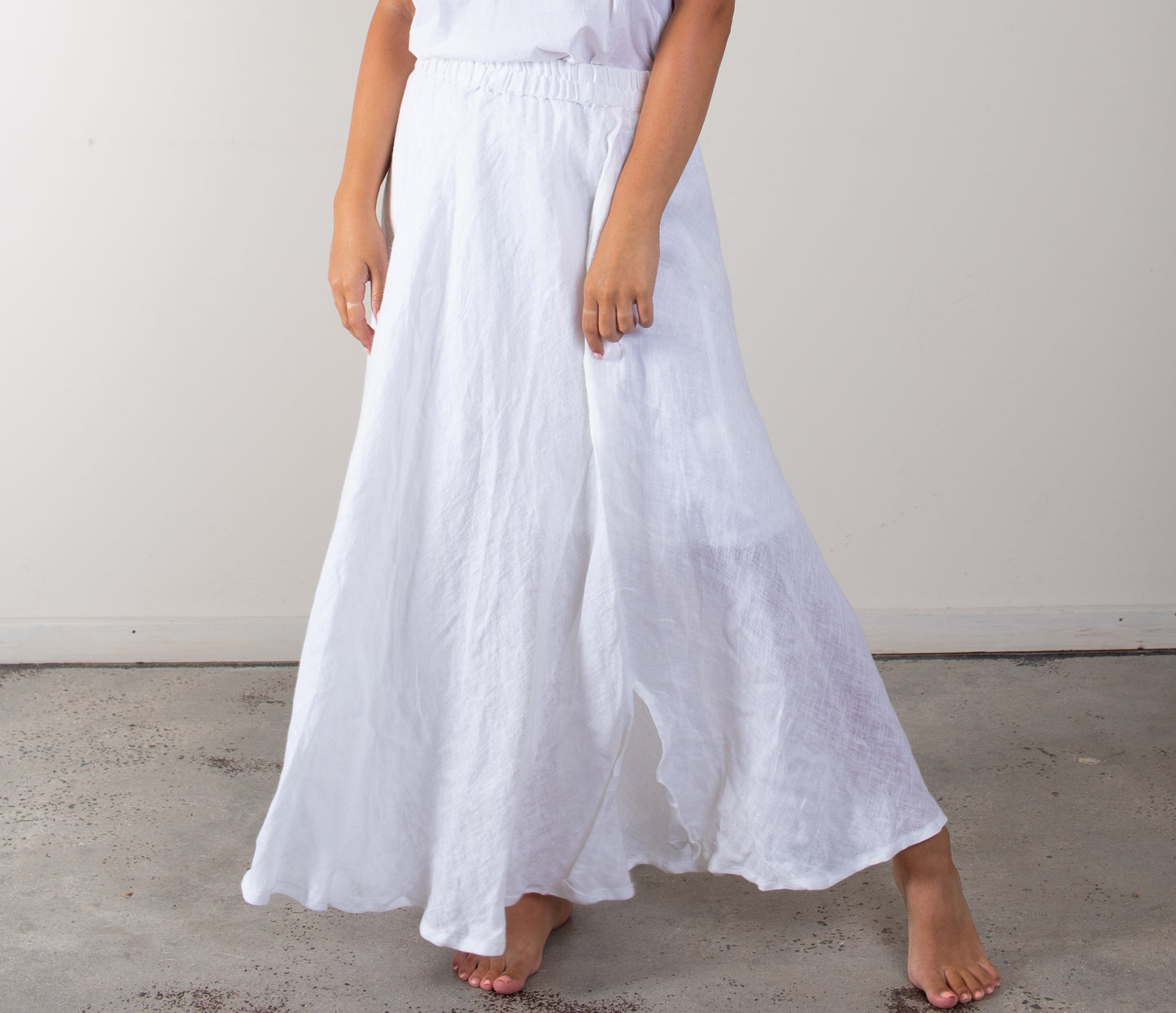 Gauze Linen Skirt - In White