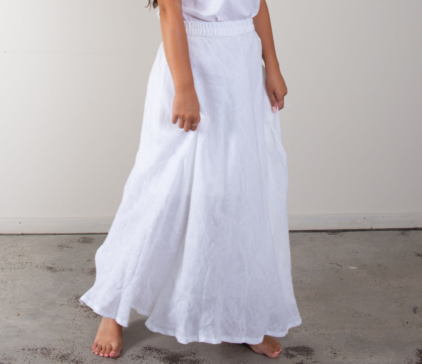 Gauze Linen Skirt - In White