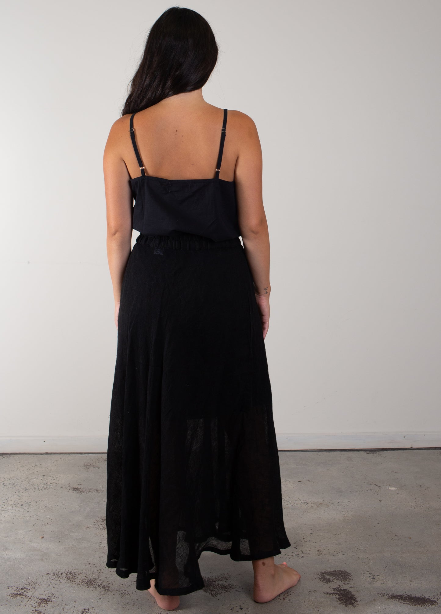 Gauze Linen Skirt - In Black