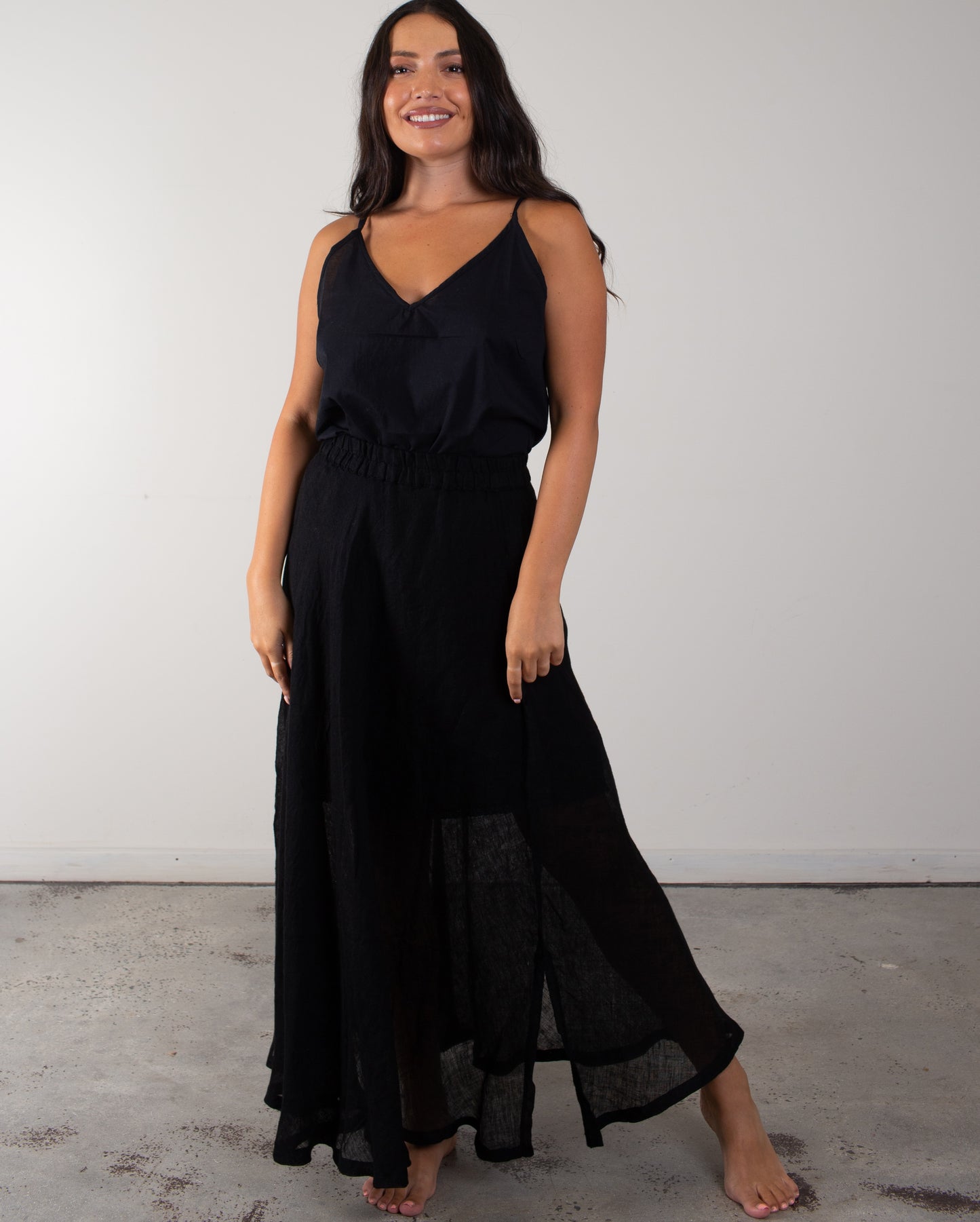 Gauze Linen Skirt - In Black