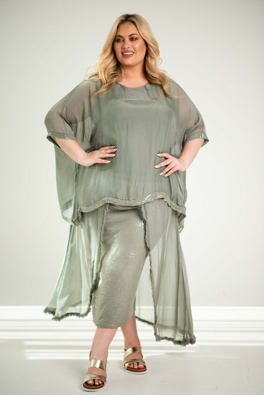Lamont Silk Top | Khaki