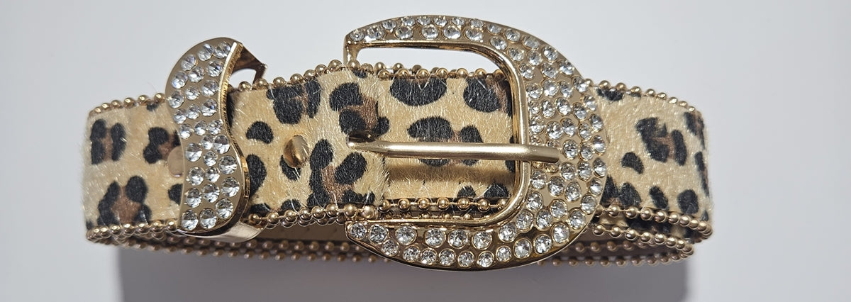 Leopard Stud Leather Belt