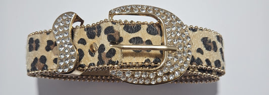 Leopard Stud Leather Belt