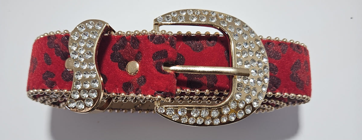 Leopard Stud Leather Belt