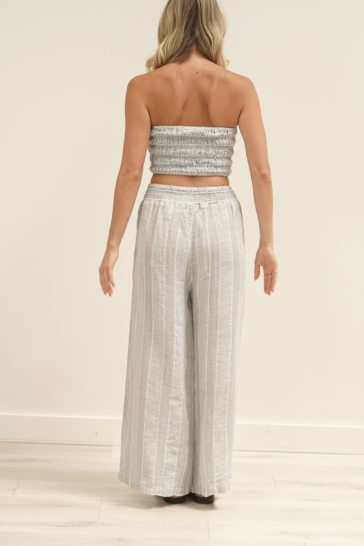Mia Linen Pants Lemon Sorbet Multi Stripes