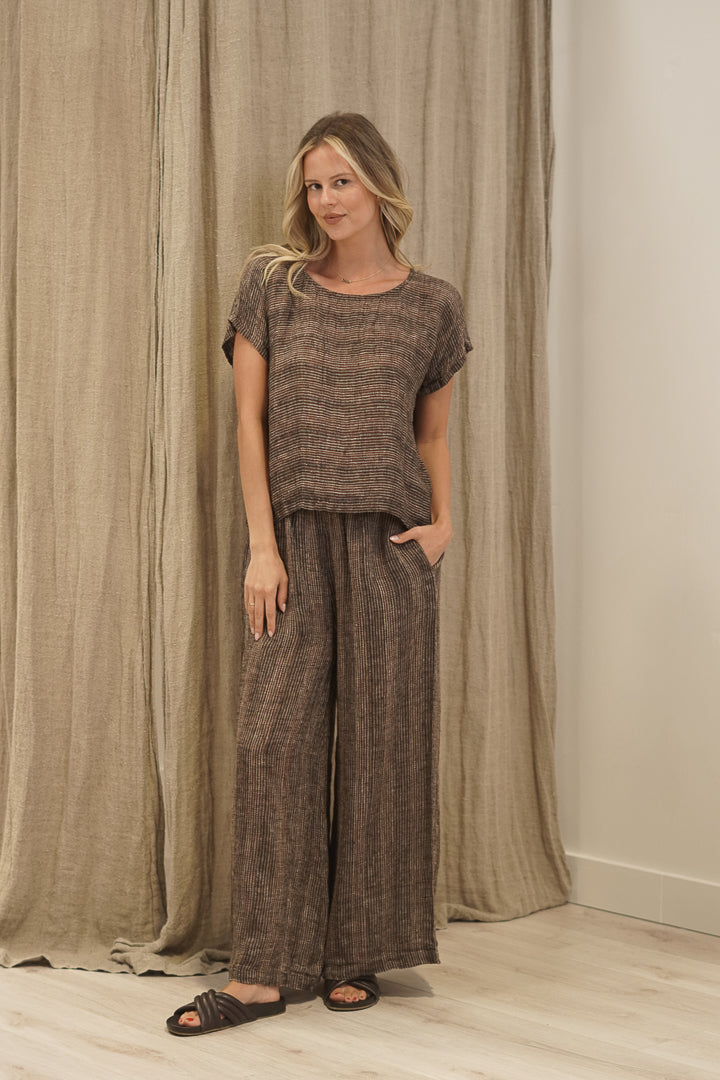 Mia Linen Pants Toasted Earth Combo