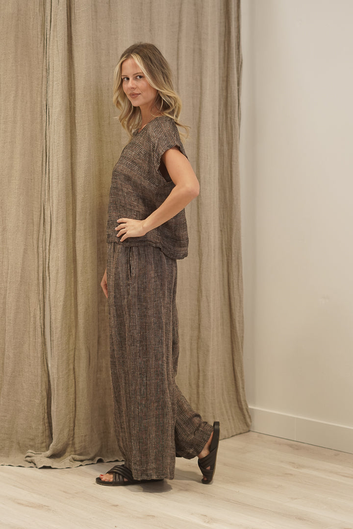 Mia Linen Pants Toasted Earth Combo