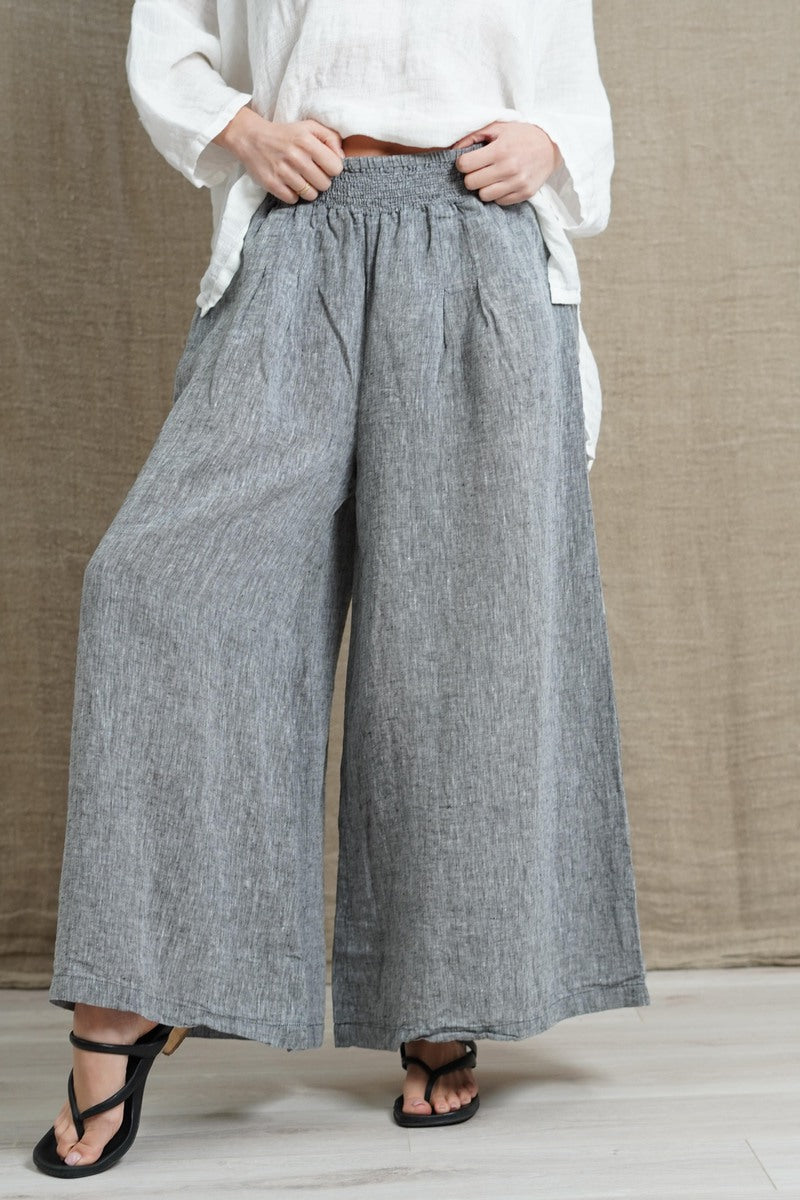Mia Linen Pants Chambray Grey