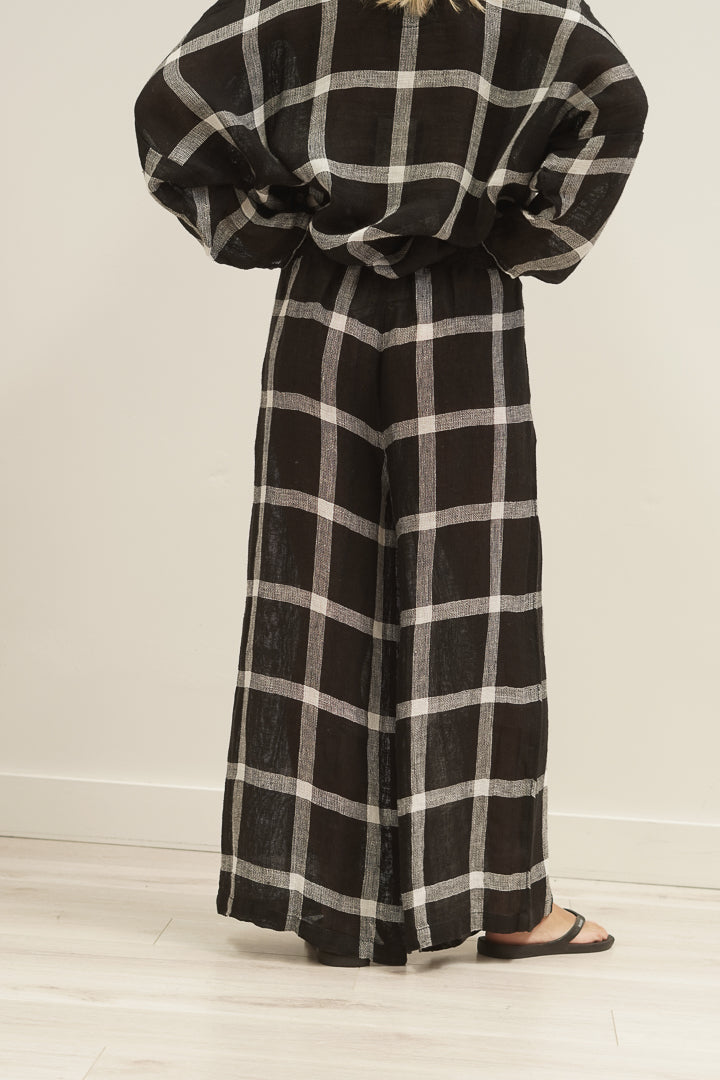 Mia Linen Pants Black & White Checks