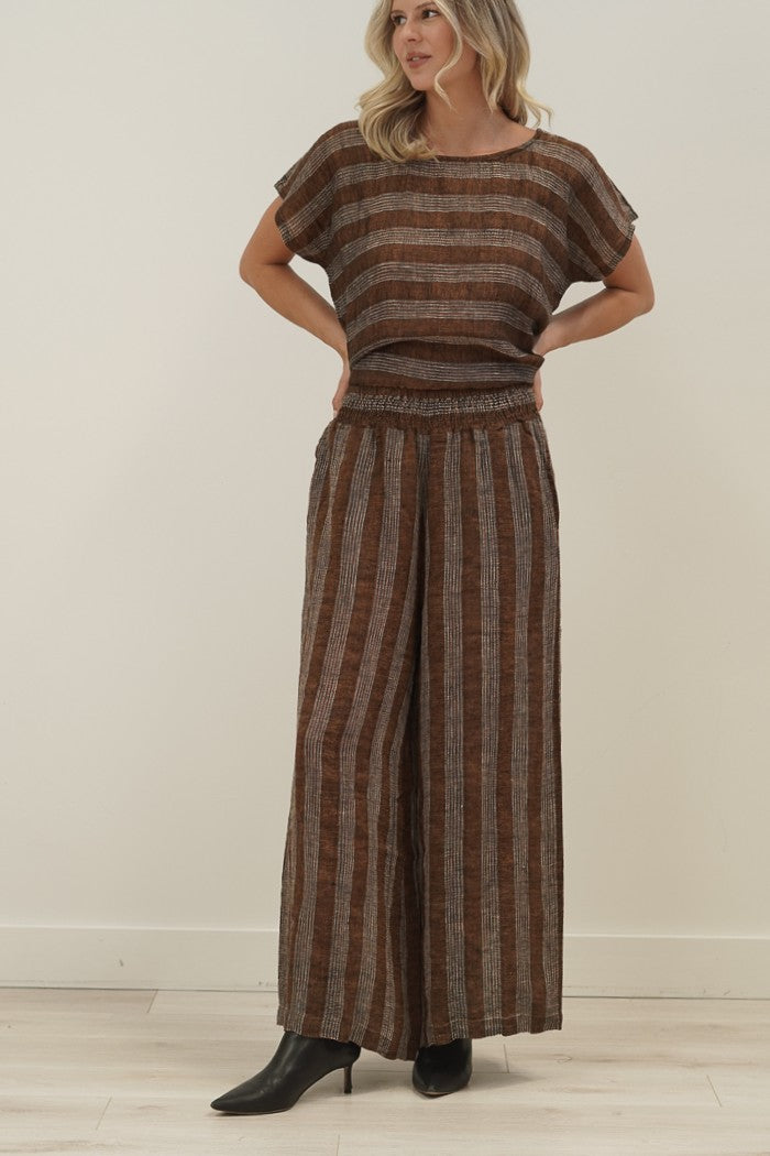 Mia Linen Pants Rust & White Check