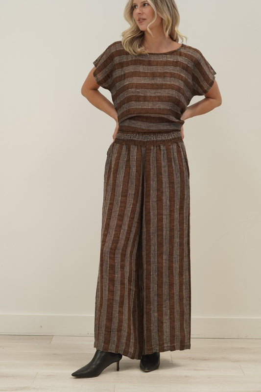 Mia Linen Pants Rust & White Check