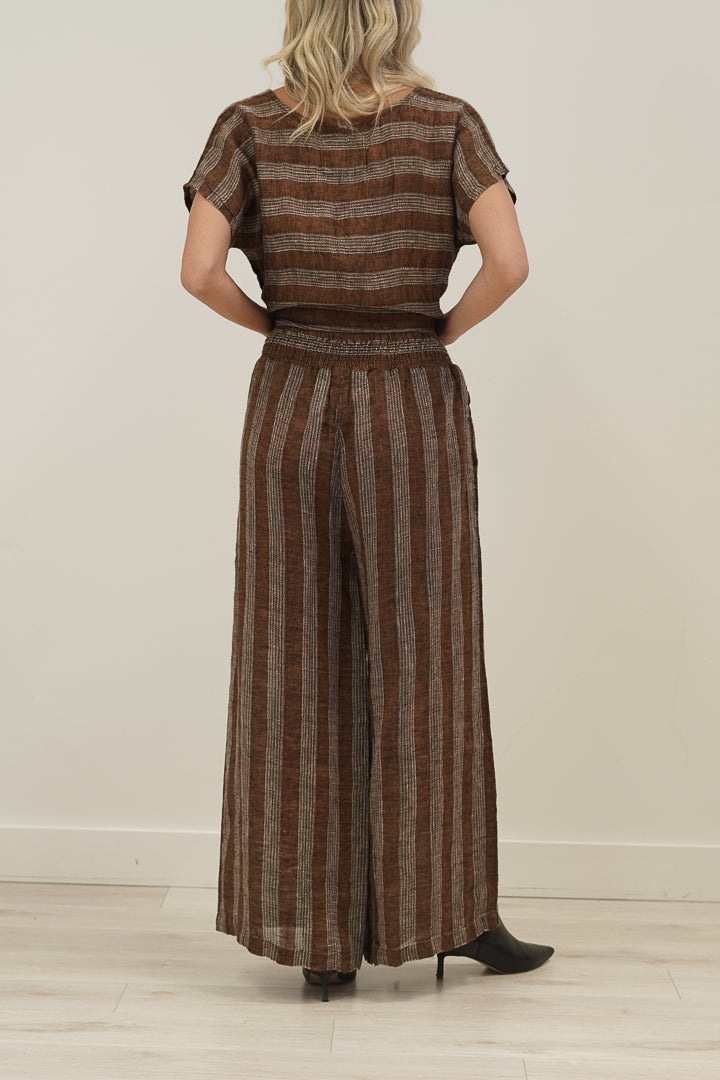 Mia Linen Pants Rust & White Check