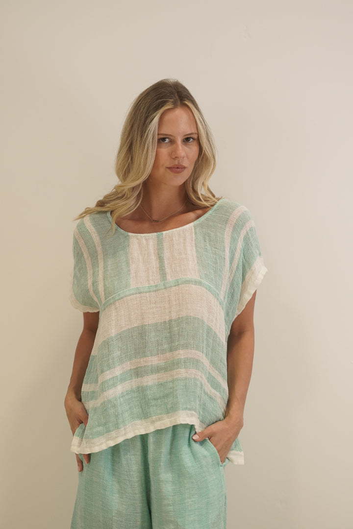 Milia Top Cascade Green Stripey