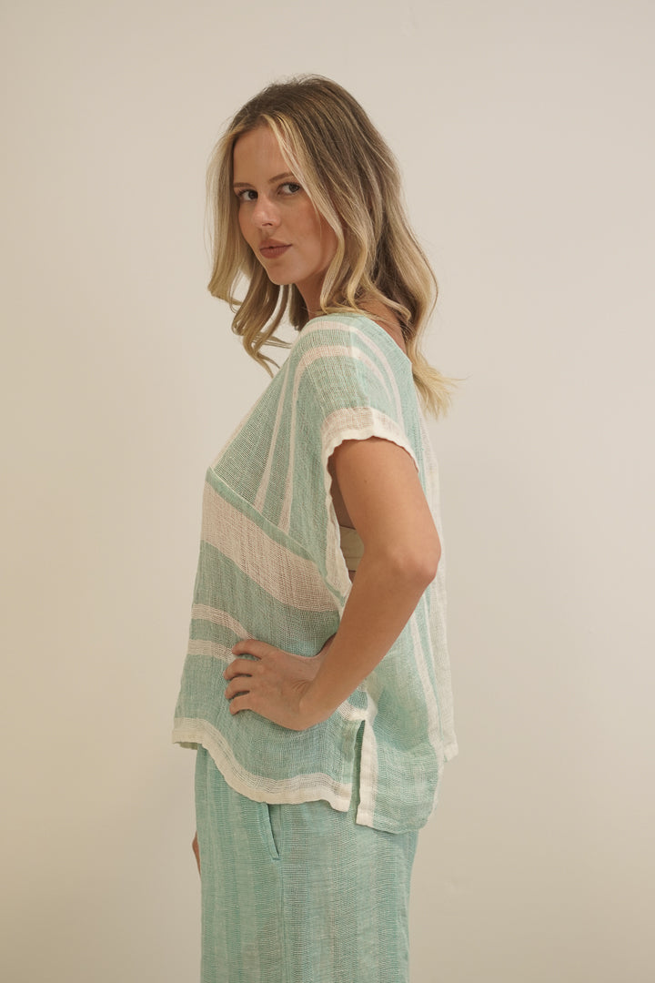 Milia Top Cascade Green Stripey