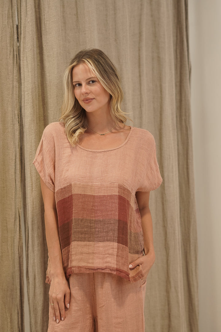 Milia Box Top Cameo Brown Check/Combo