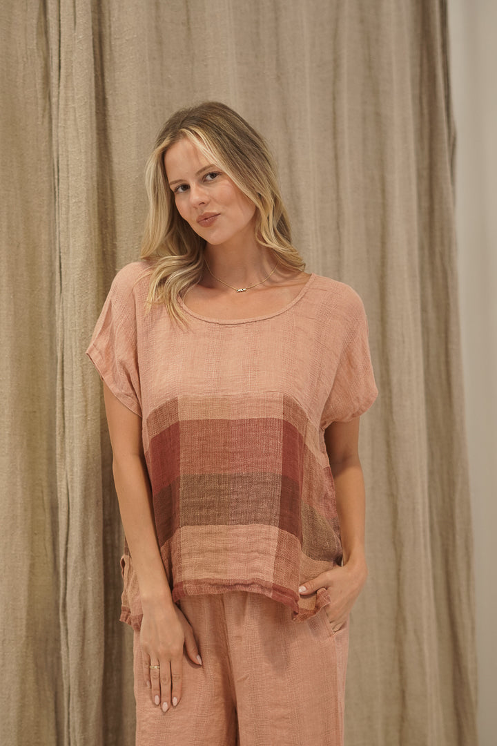 Milia Box Top Cameo Brown Check/Combo