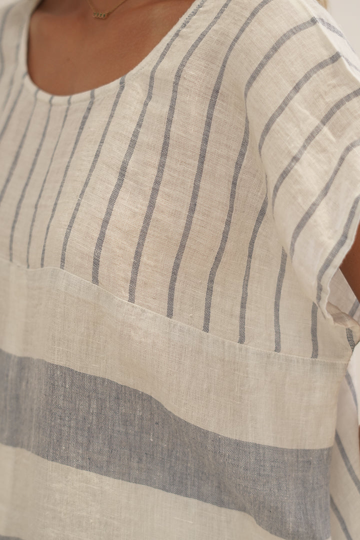 Mirabella Sleeveless Top Cornflower Blue Stripes