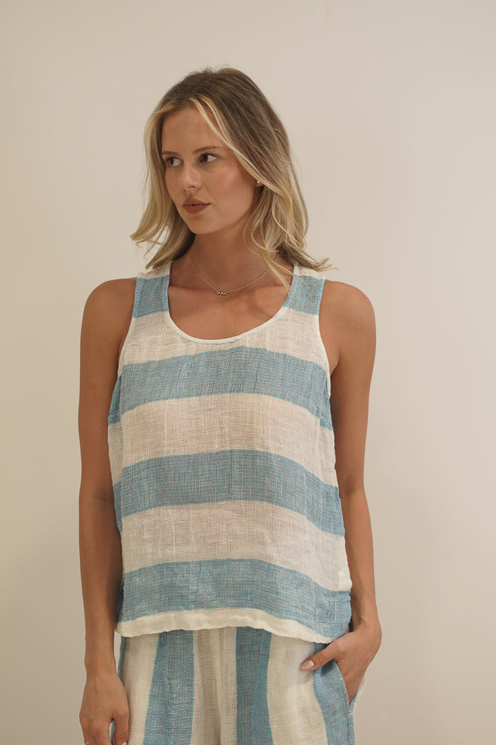 Mirabella Sleeveless Top Coastal Sky Stripes