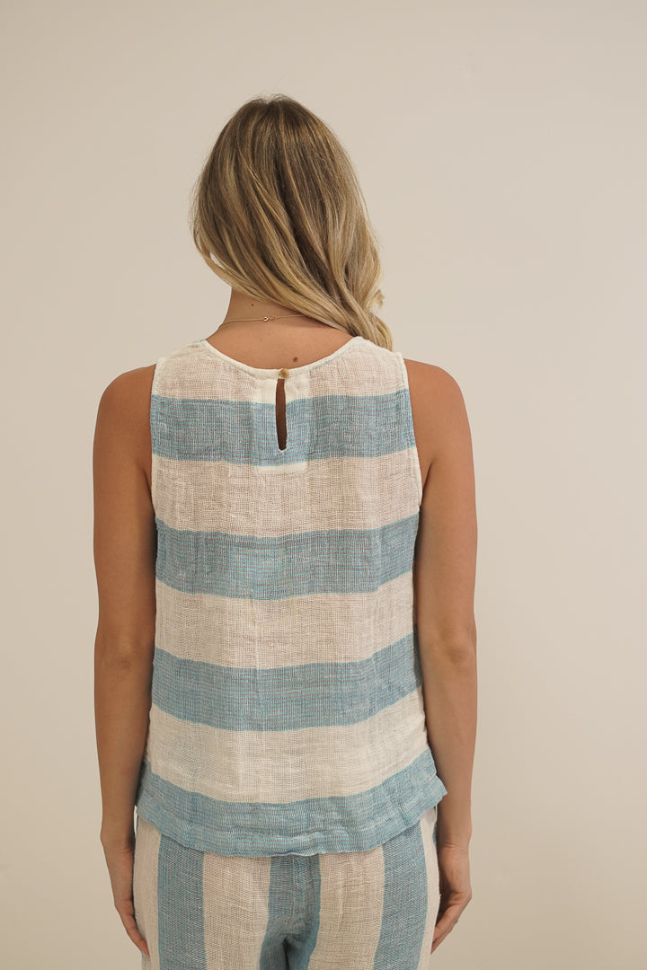 Mirabella Sleeveless Top Coastal Sky Stripes