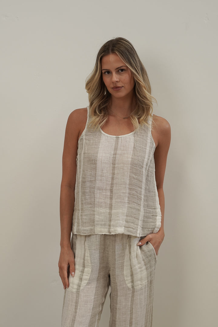 Mirabella Top Natural Stripey
