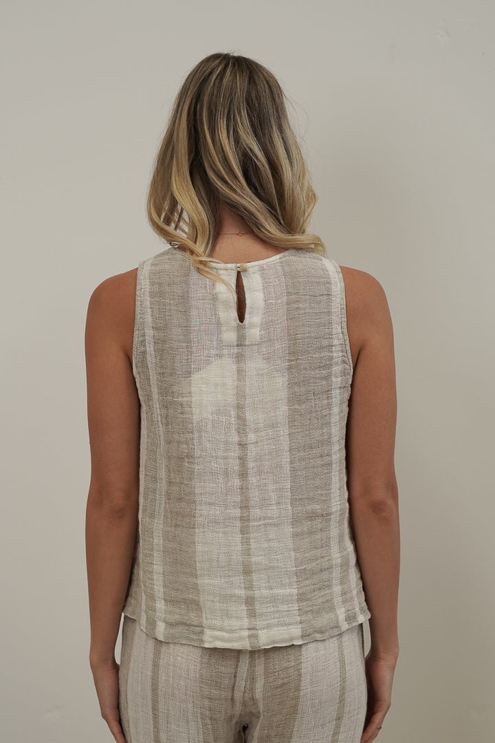 Mirabella Top Natural Stripey