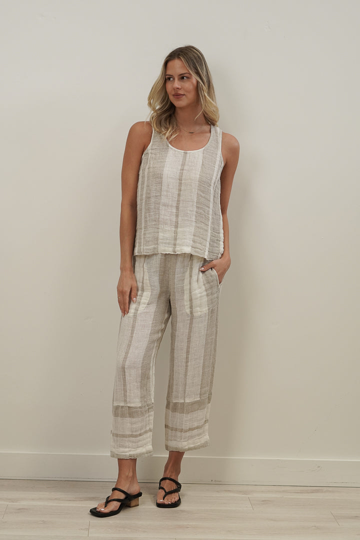 Mirabella Top Natural Stripey