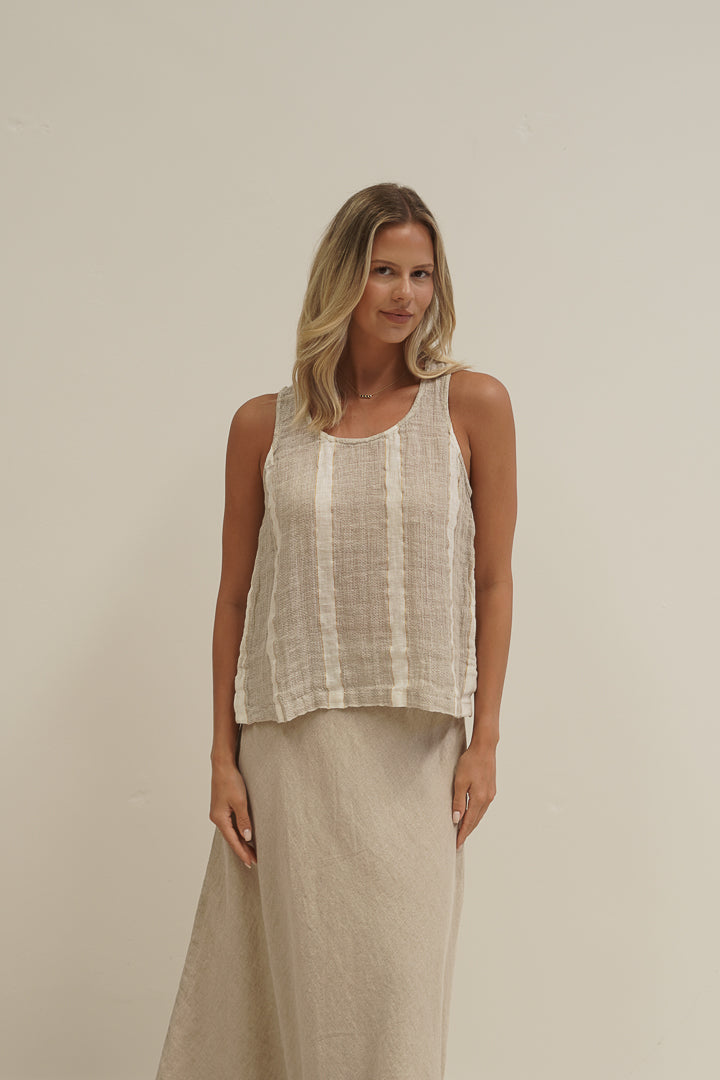Mirabella Sleeveless Top Natural White W Gold Strand
