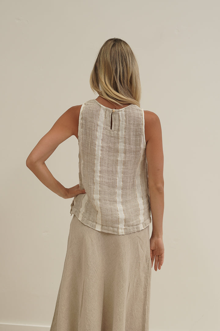 Mirabella Sleeveless Top Natural White W Gold Strand
