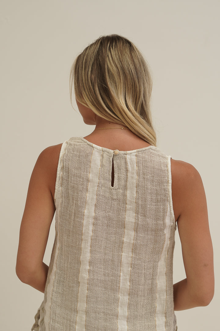 Mirabella Sleeveless Top Natural White W Gold Strand