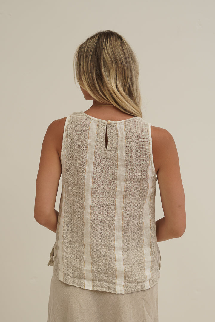 Mirabella Sleeveless Top Natural White W Gold Strand