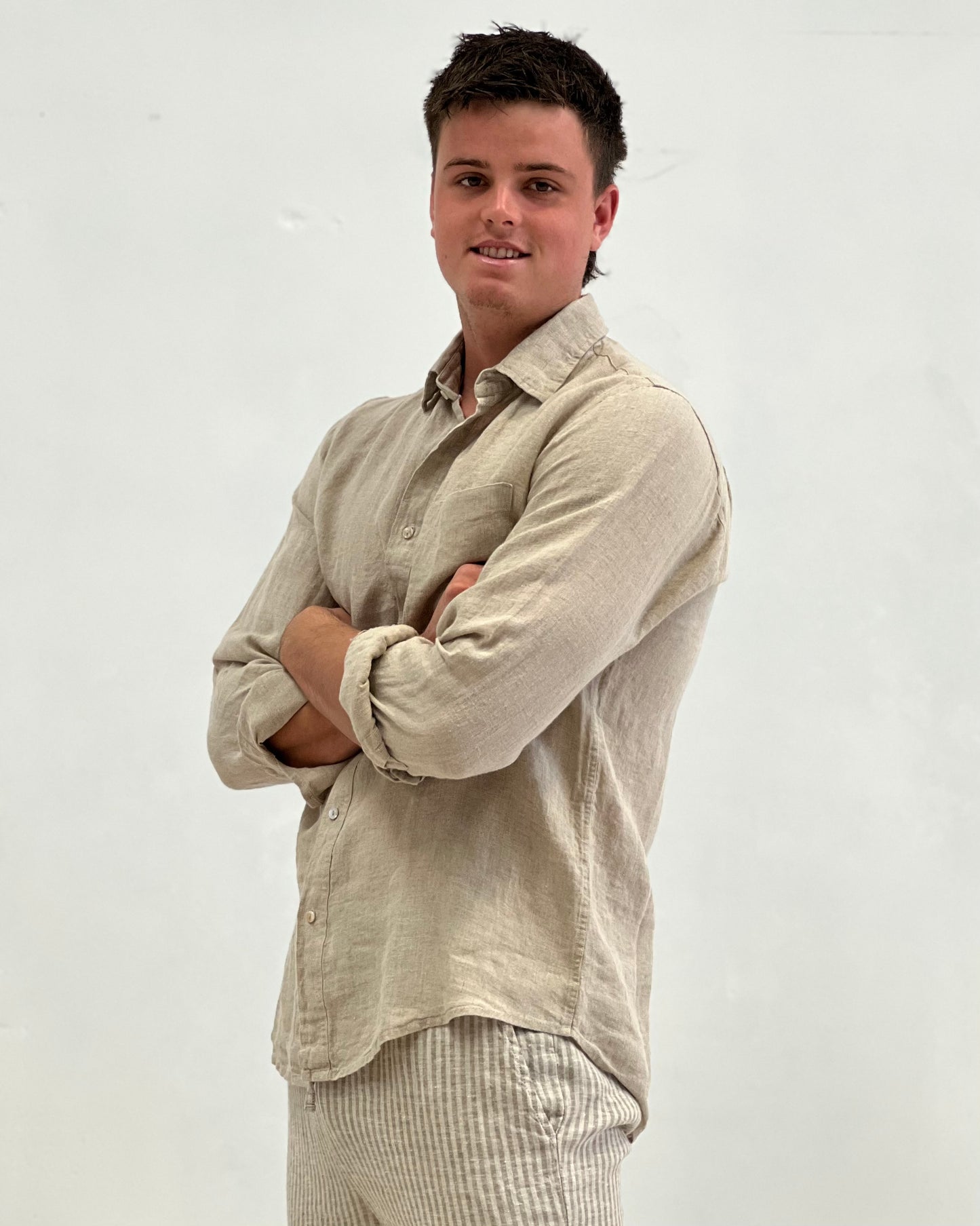 Mark Long Sleeve Linen Shirt Natural