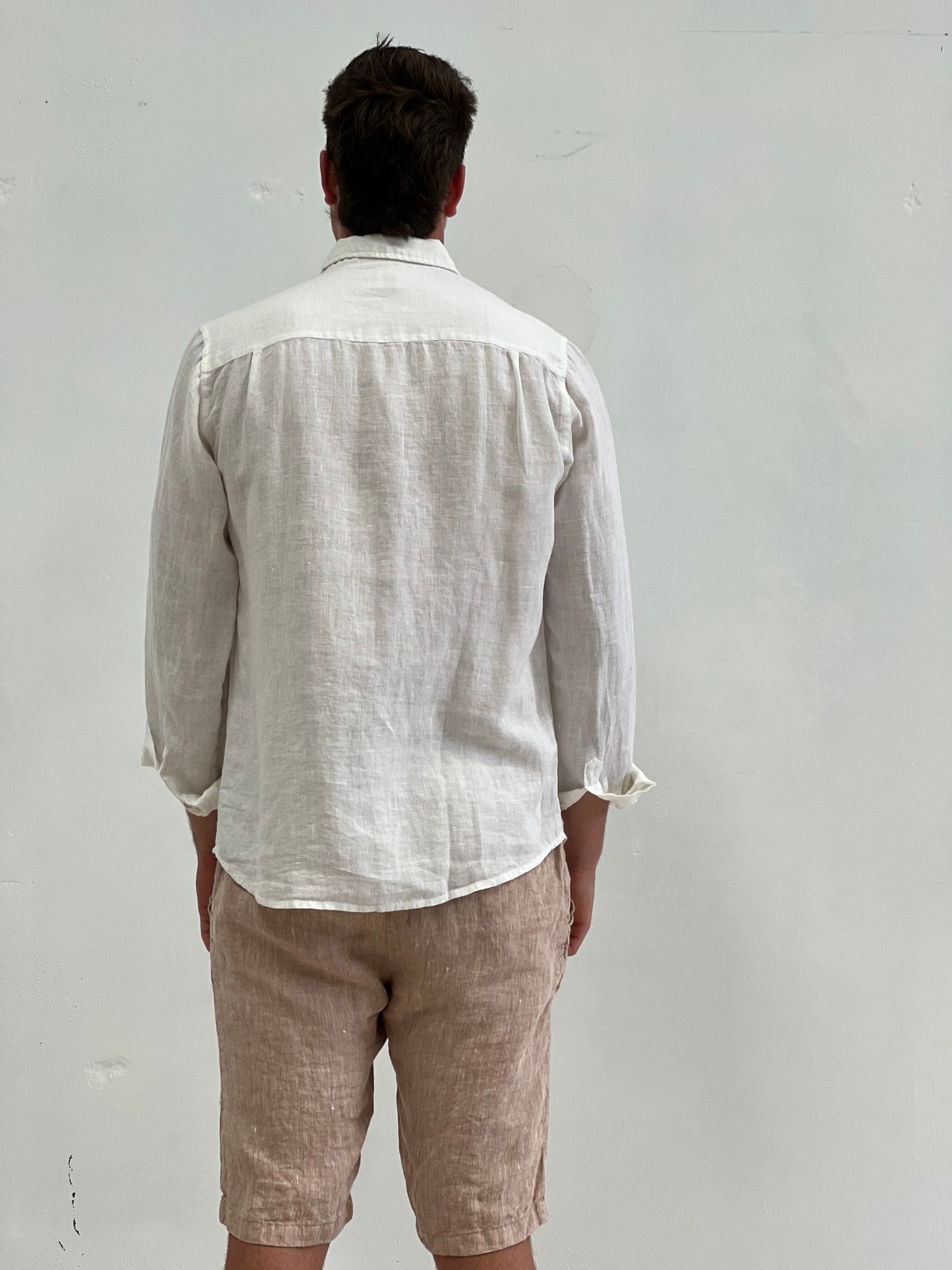 Mark Long Sleeve Linen Shirt White