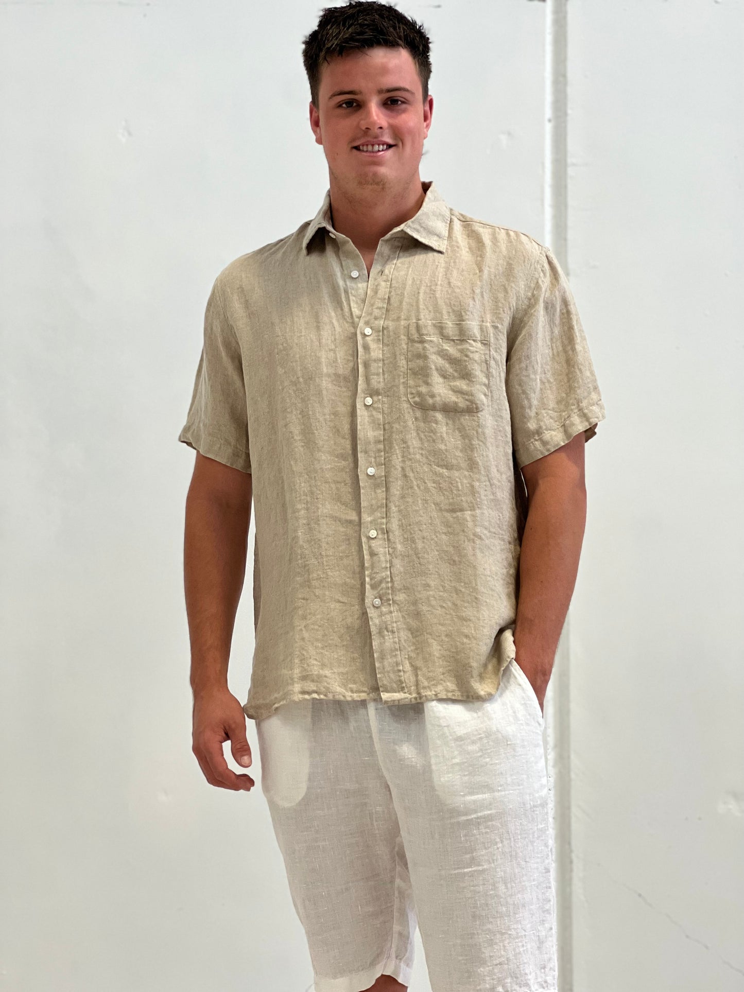 Mark Short Sleeve Linen Shirt Natural