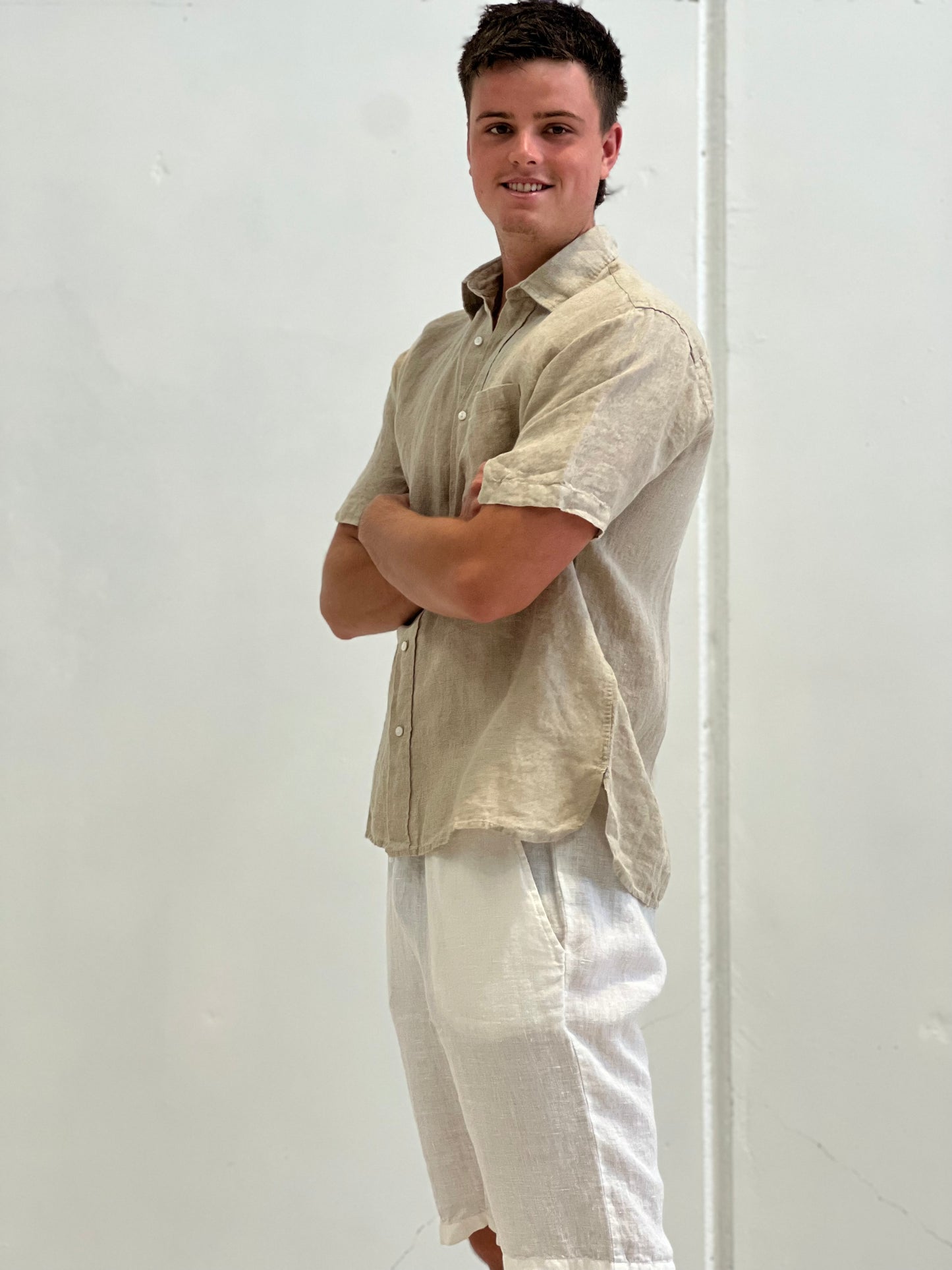 Mark Short Sleeve Linen Shirt Natural