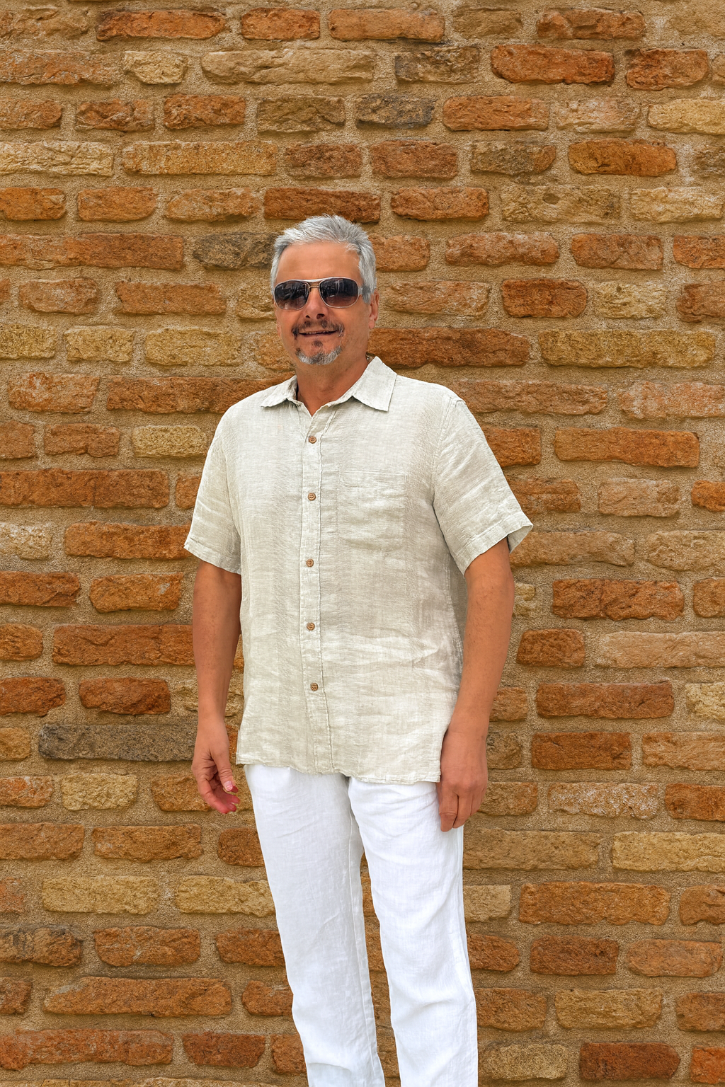 Mark Short Sleeve Top Oat Mesh Combo Linen