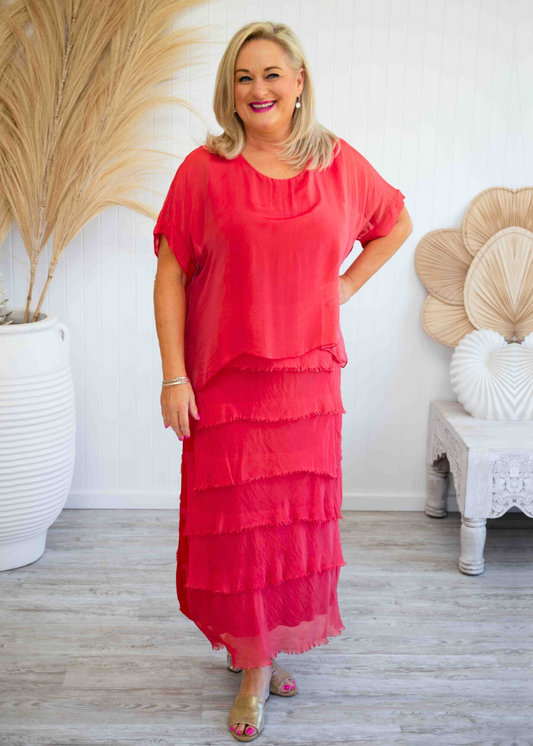 Maree Silk Dress | Red