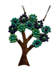 Tree of Life Floral Leafs Wooden Pendant Necklace N6-6036