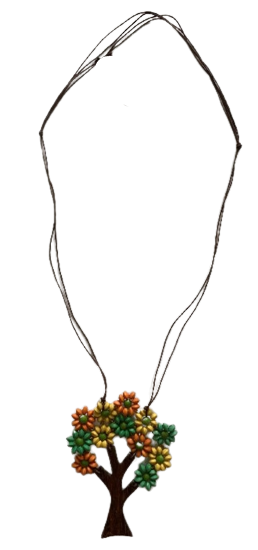 Tree of Life Floral Leafs Wooden Pendant Necklace N6-6036