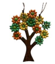 Tree of Life Floral Leafs Wooden Pendant Necklace N6-6036