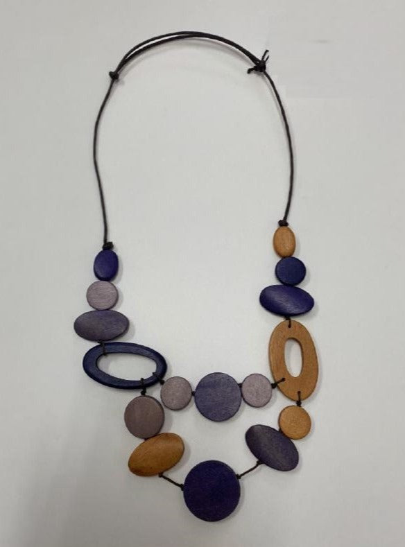 2 Layered Wooden Piece Necklace N7-884