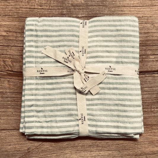 S/4 Dessert Sage Stripe Napkin