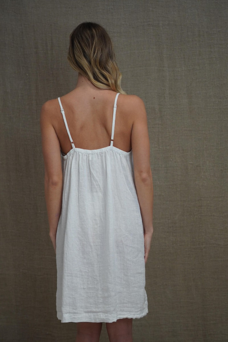 Nicola Slip Linen Dress White