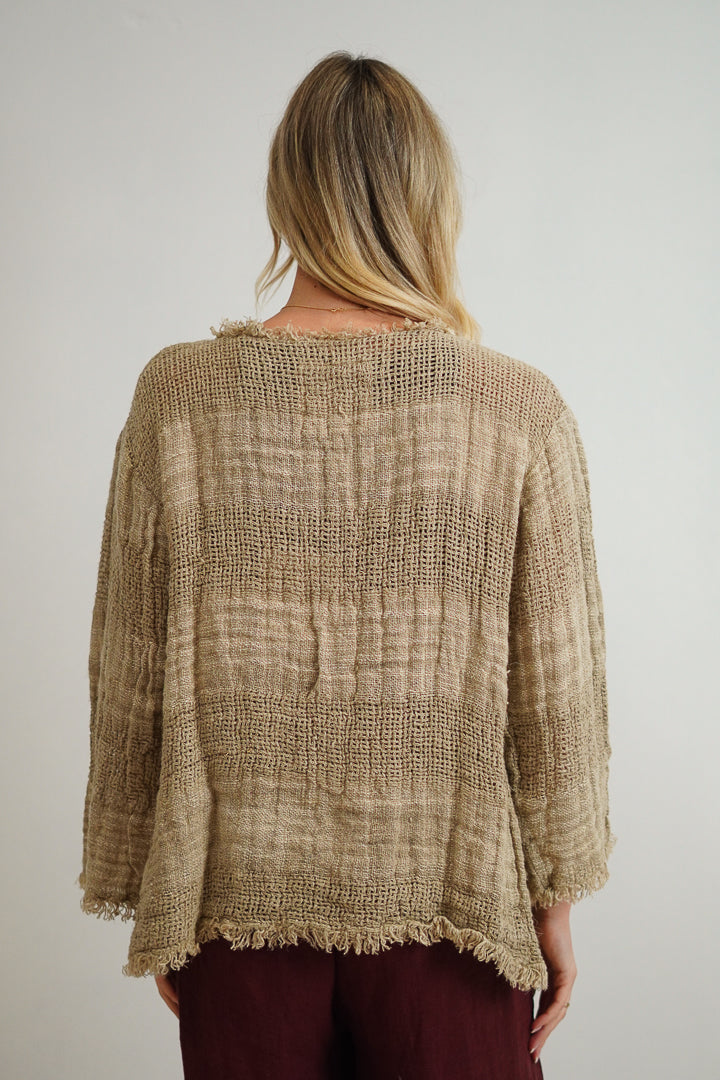 Nora Linen Jacket Natural & White Ombre Stripes