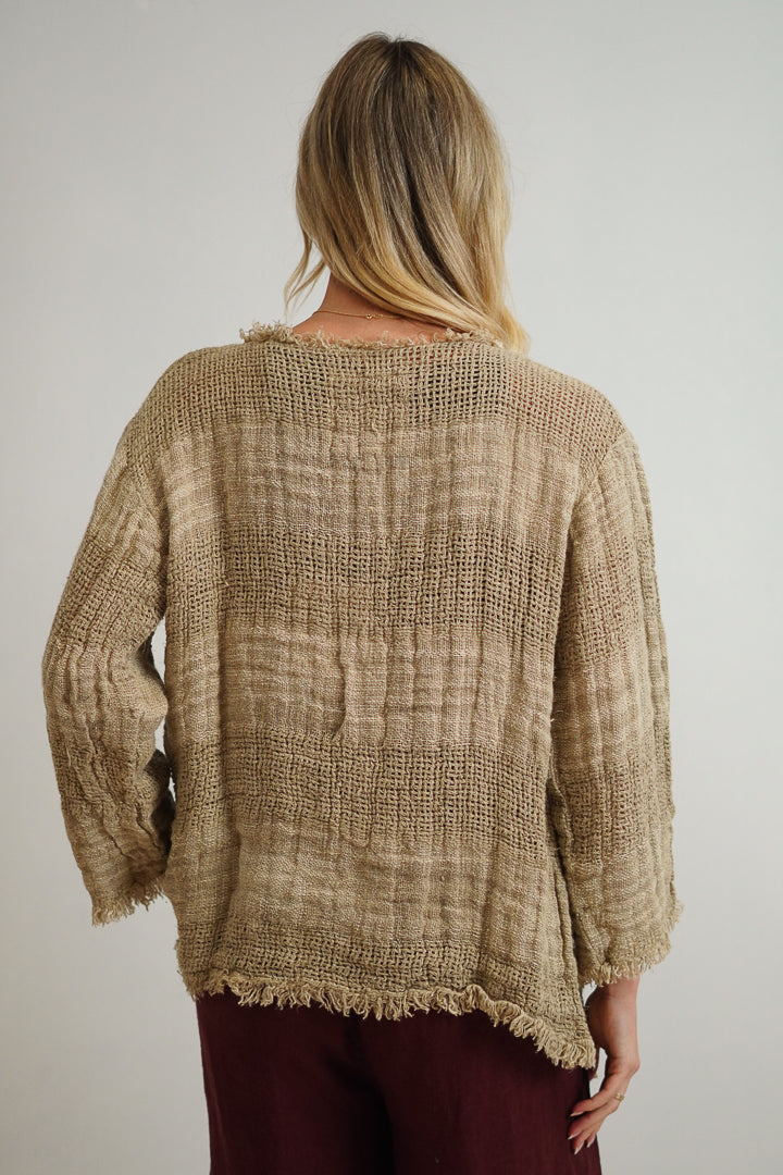 Nora Linen Jacket Natural & White Ombre Stripes