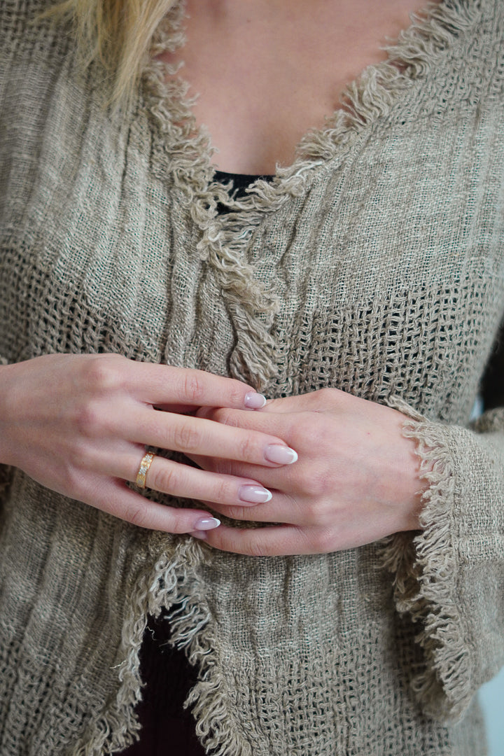 Nora Linen Jacket Natural & White Ombre Stripes