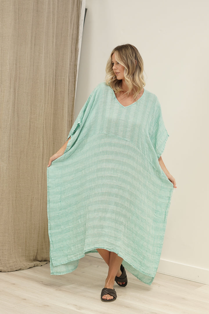 Erika Oversized Kaftan Cascade Green Combo