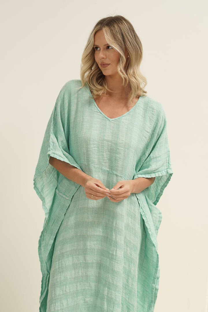 Erika Oversized Kaftan Cascade Green Combo