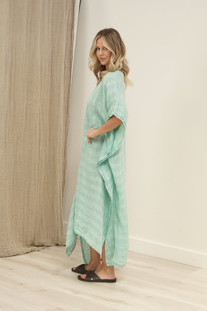 Erika Oversized Kaftan Cascade Green Combo